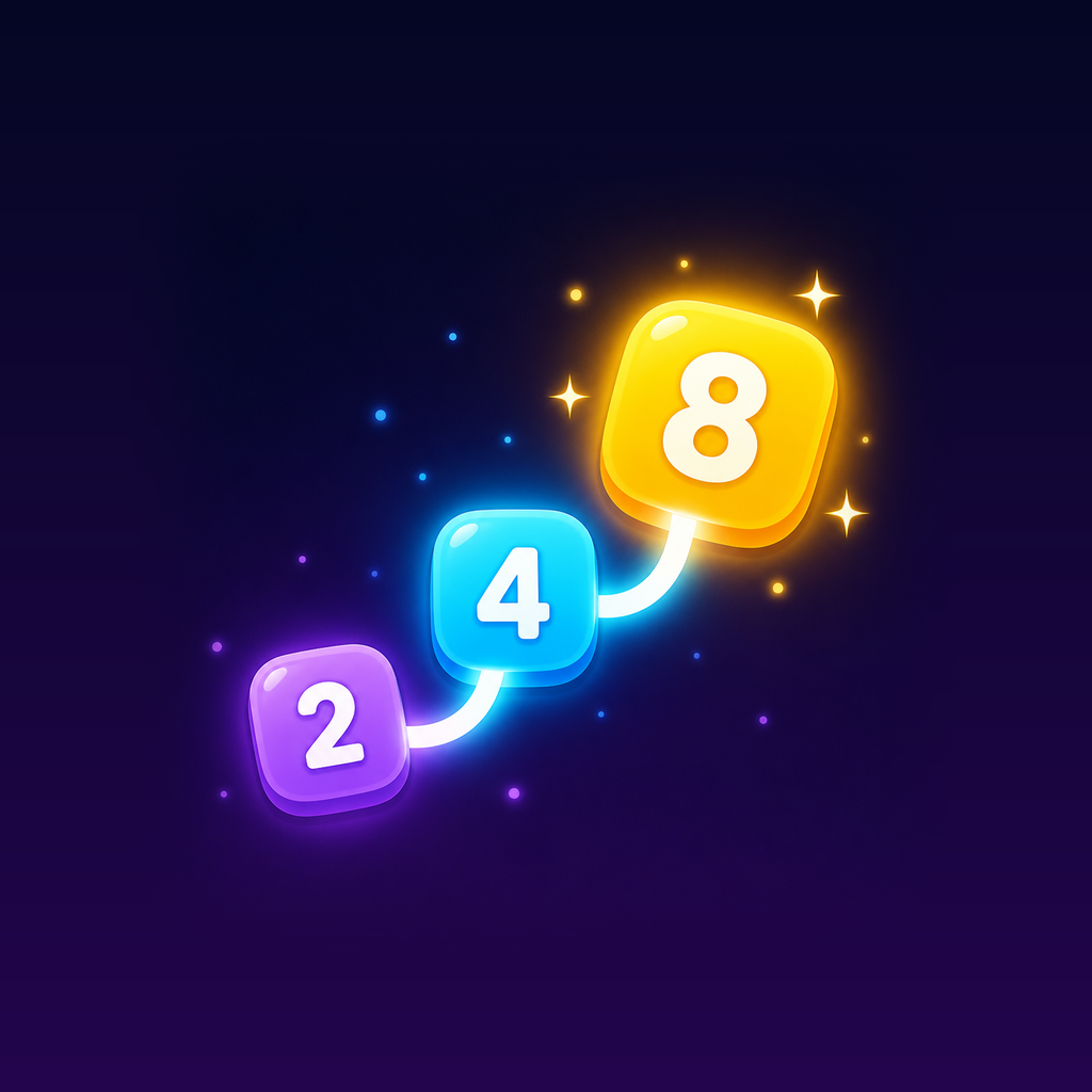 248 key art: a glowing path from 2 to 4 to 8